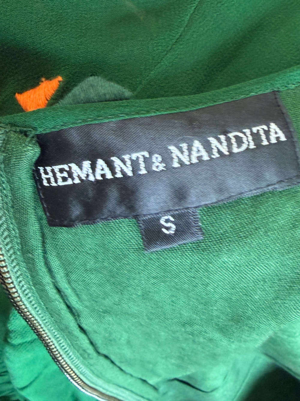 Hemant & Nandita Anthropologie Green Embroidered Full Skirt Dress S - Picture 13 of 14